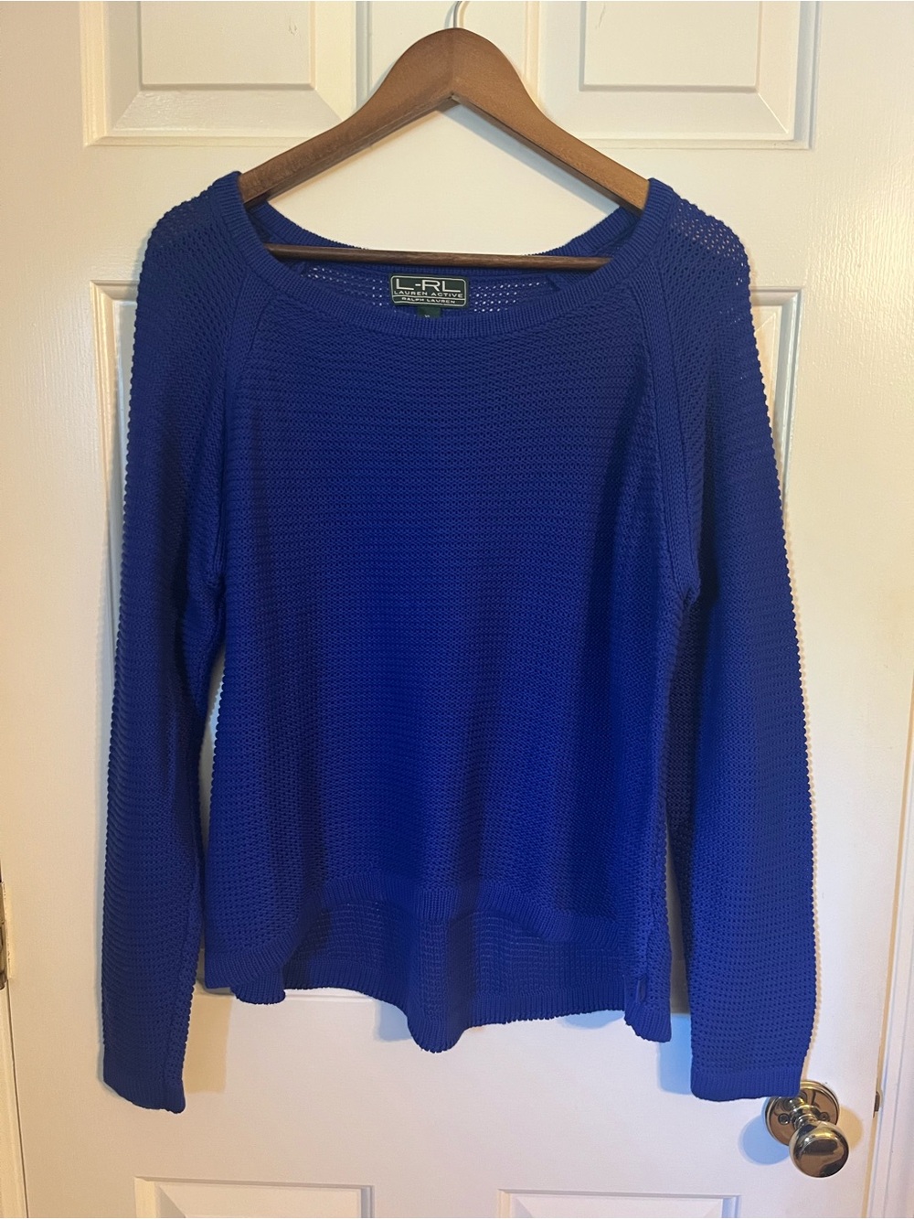 Ralph Lauren Women’s Blue Cotton Crewneck Sweater XL